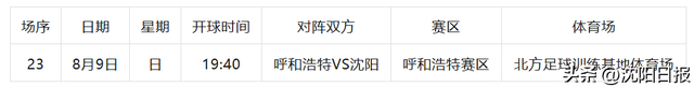 关于调整东北地区城市足球联赛第六轮呼和浩特VS沈阳比赛日期的通知